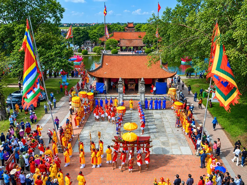 Toàn cảnh lễ hội chùa Keo với không gian văn hóa truyền thống, nơi lưu giữ những giá trị lịch sử lâu đời của vùng đất Thái Bình.